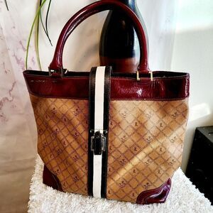 L.A.M.B Gorgeous RARE all leather logo carry all large tote
